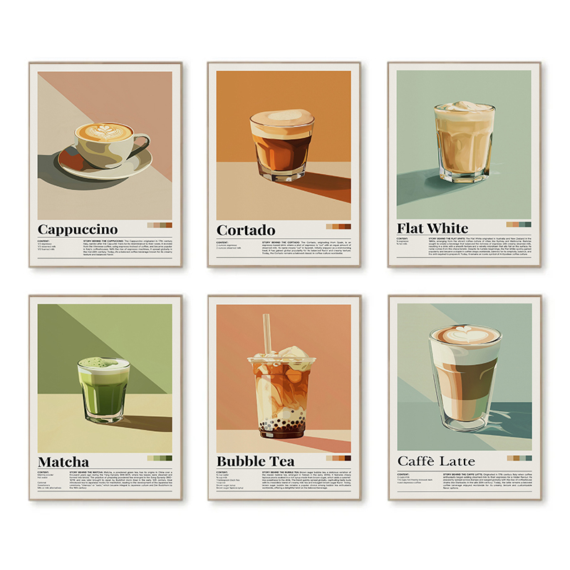 Coffee And Tea Lyrics - Vintage Coffee Beverage Posters Bubble Tea