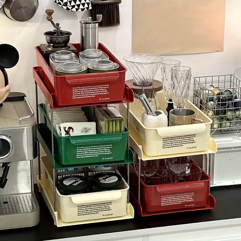 Coffee Tea Drawer Organizer - 2/3Layer Tea Bag Storage Box Office