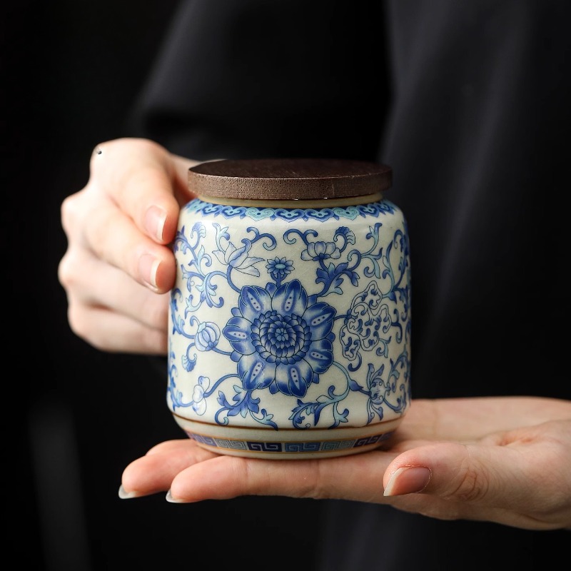 Coffee Tea Canister Set - Creative Blue and White Porcelain Sealed