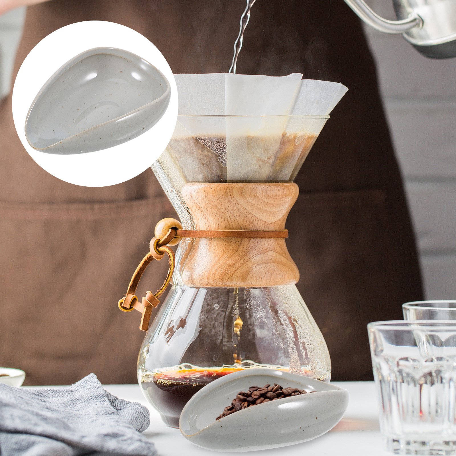 Coffee Tea Home - Premium Ceramic Coffee Bean Dosing Tray