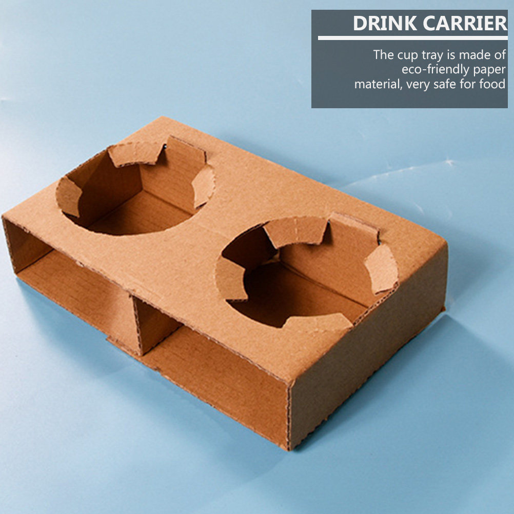 Coffee Tea Drinks - 10Pcs Eco-Friendly Biodegradable Paper Drink Carrier