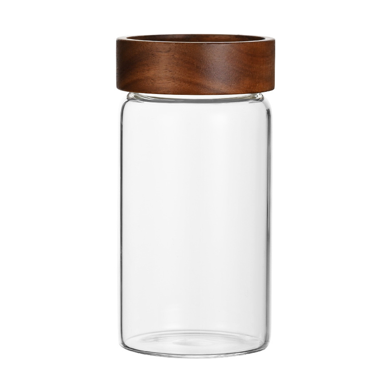 Coffee And Tea Glass - Glass Sealed Storage Jar With Acacia