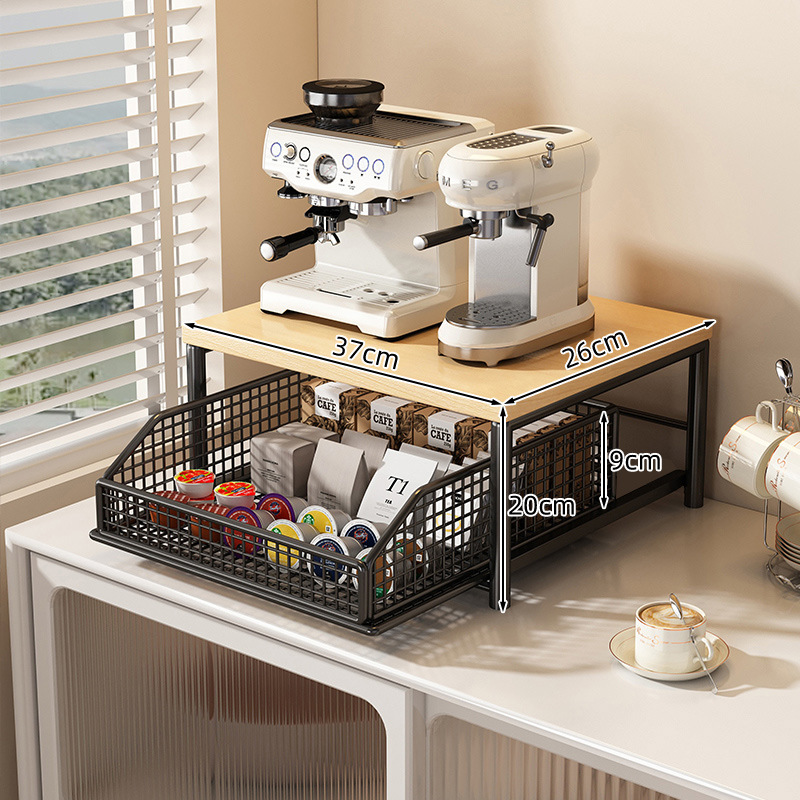 Coffee Tea Drawer Organizer - Coffee Machine Storage Rack Pull-Out Drawer