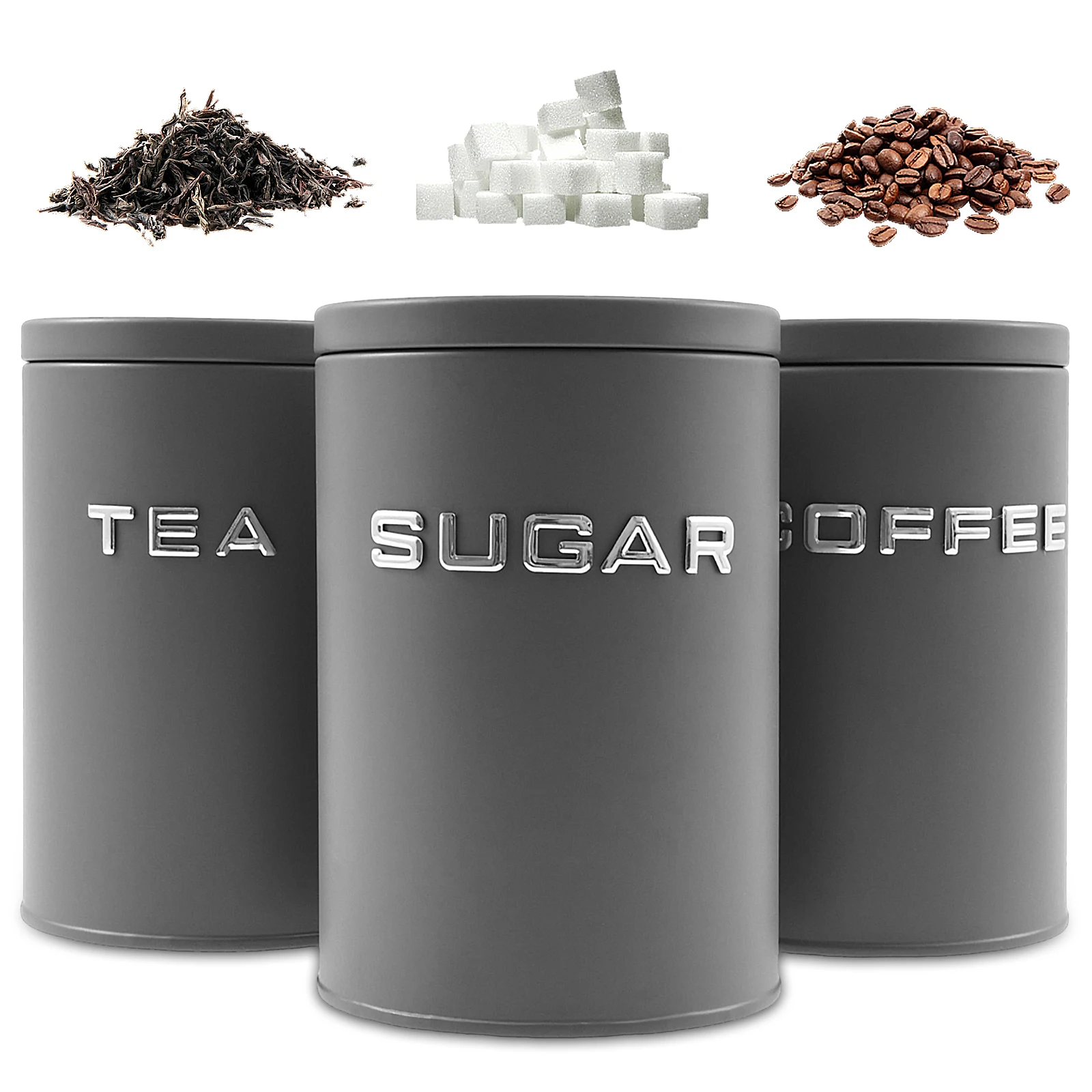 Coffee Tea Canister Set - 3 Pcs Tea Coffee Sugar Canister