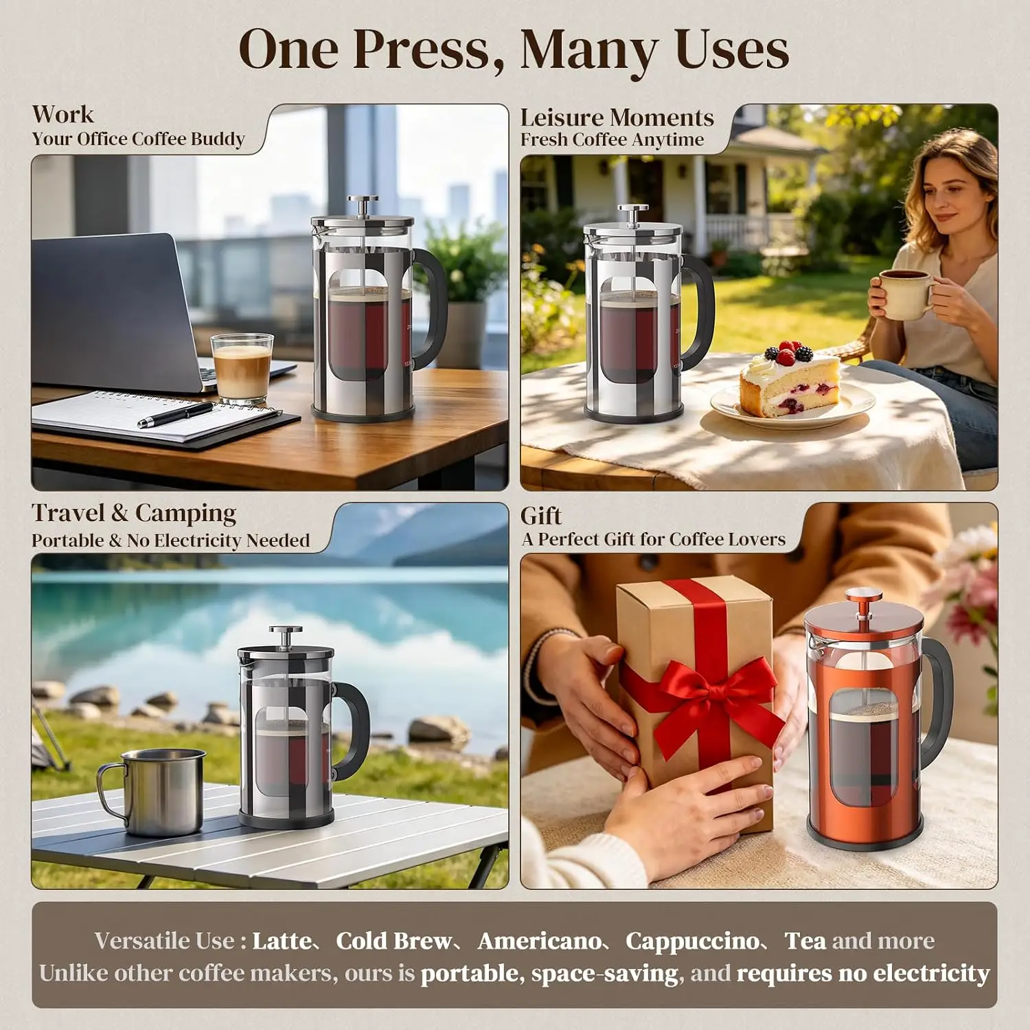 French Press Coffee Maker 34oz - đánh giá và giá Coffee And Tea Glass