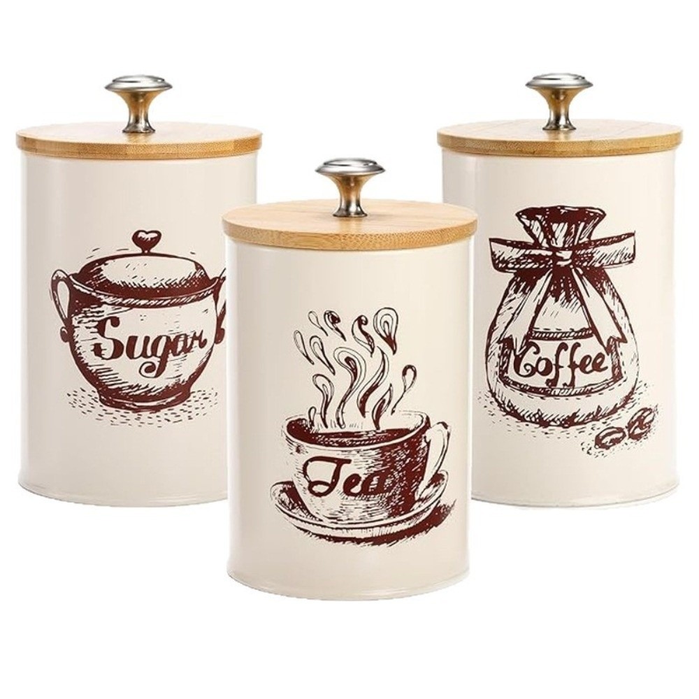 3pcs Metal Coffee Canister Set - đánh giá và giá Coffee Tea Canister Set