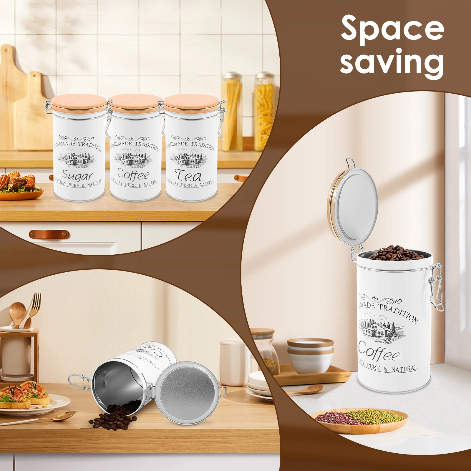 3Pcs/Set Tea Coffee Sugar Cani - đánh giá và giá Coffee Tea Canister Set