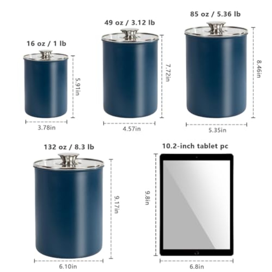 Stainless Steel Food Canister  - đánh giá và giá Coffee Tea Canister Set