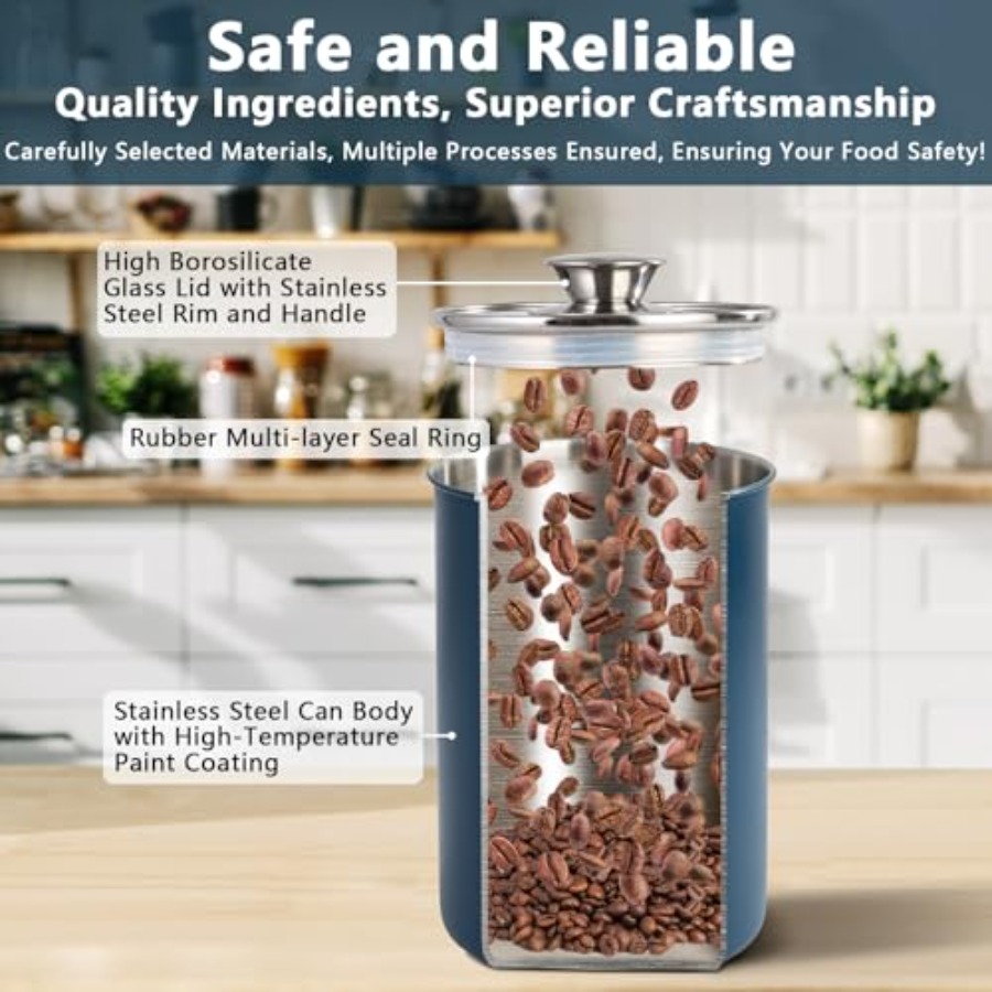 Stainless Steel Food Canister  - đánh giá và giá Coffee Tea Canister Set