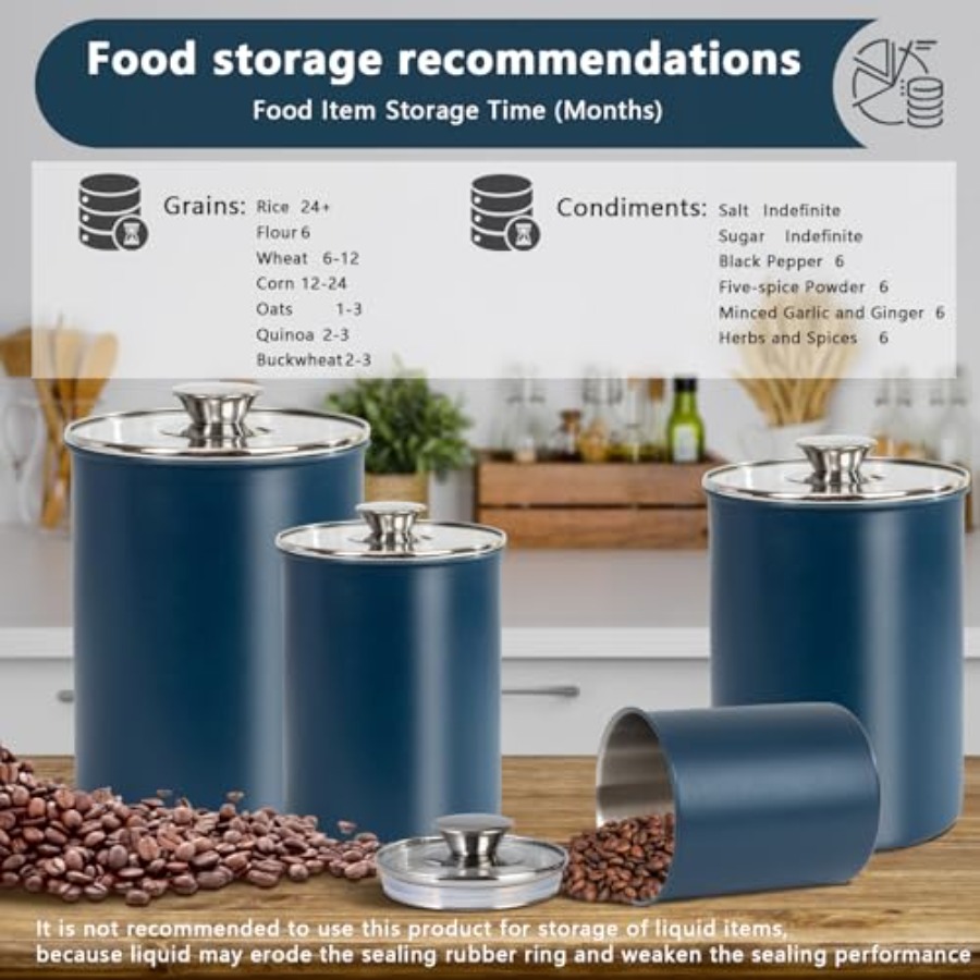 Stainless Steel Food Canister  - đánh giá và giá Coffee Tea Canister Set