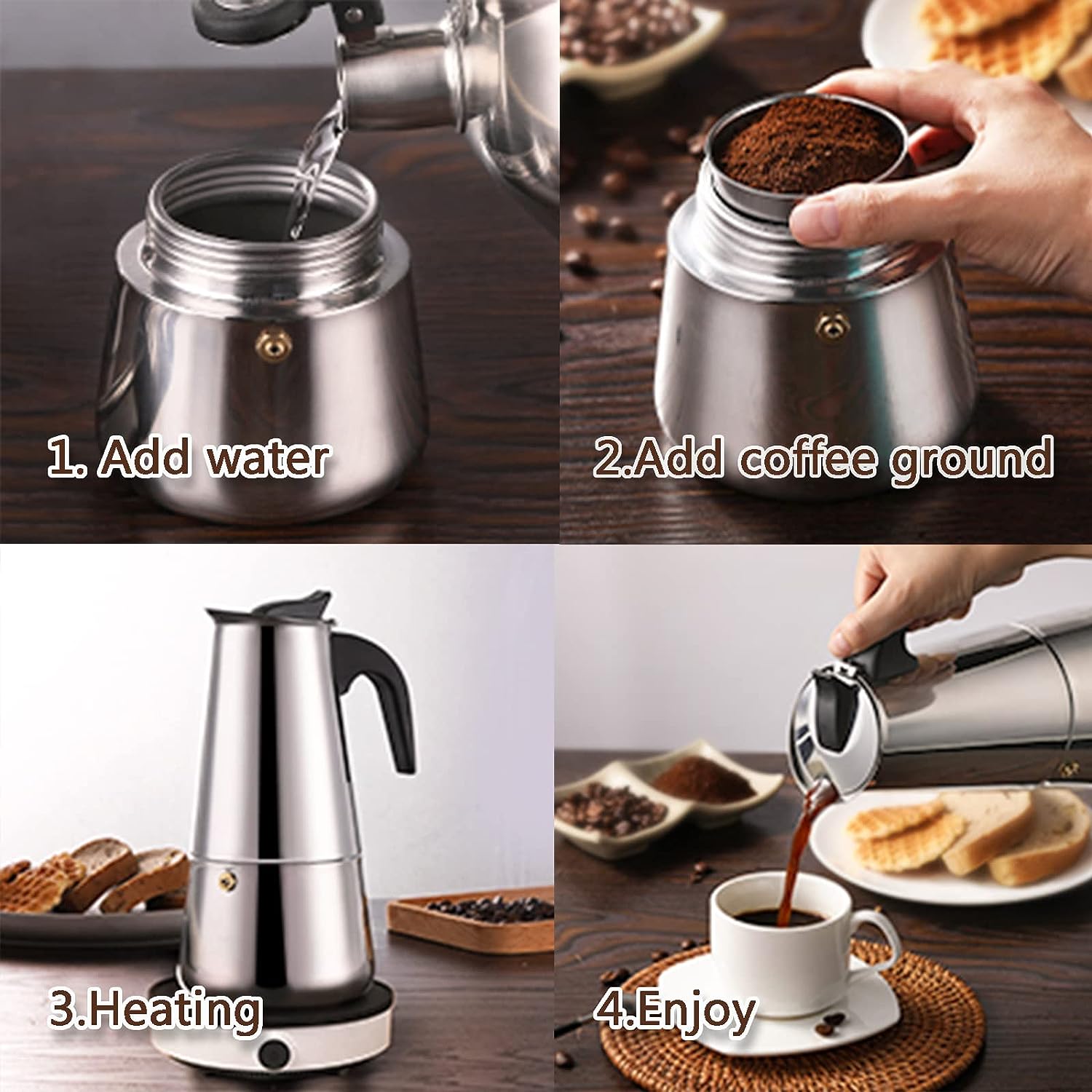 4/6/9 ly Moka nồi Caffe máy Es - đánh giá và giá Coffee Tea Espresso