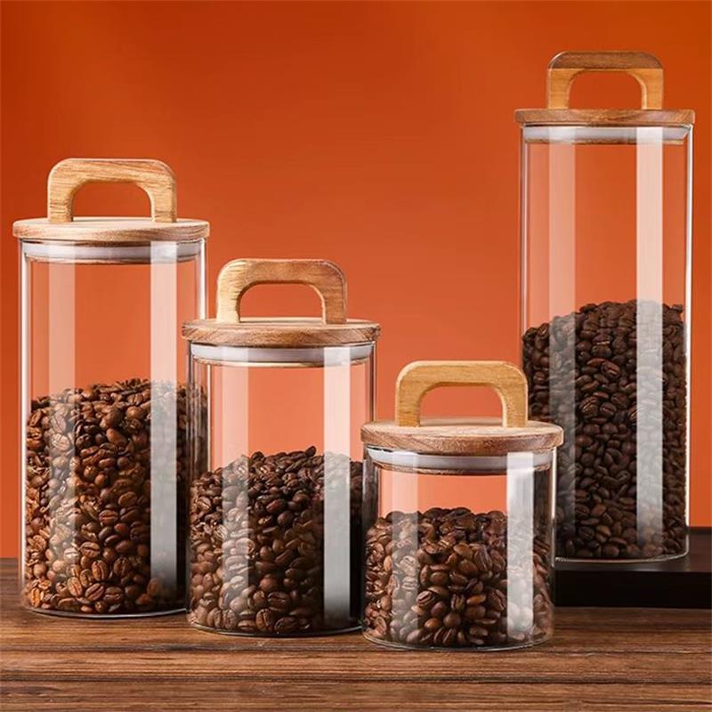 Clear Glass Jar with Bamboo Li - đánh giá và giá Coffee Tea Canister Set