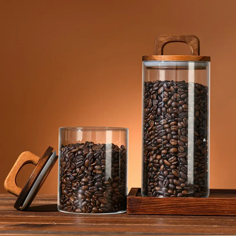 Clear Glass Jar with Bamboo Li - đánh giá và giá Coffee Tea Canister Set