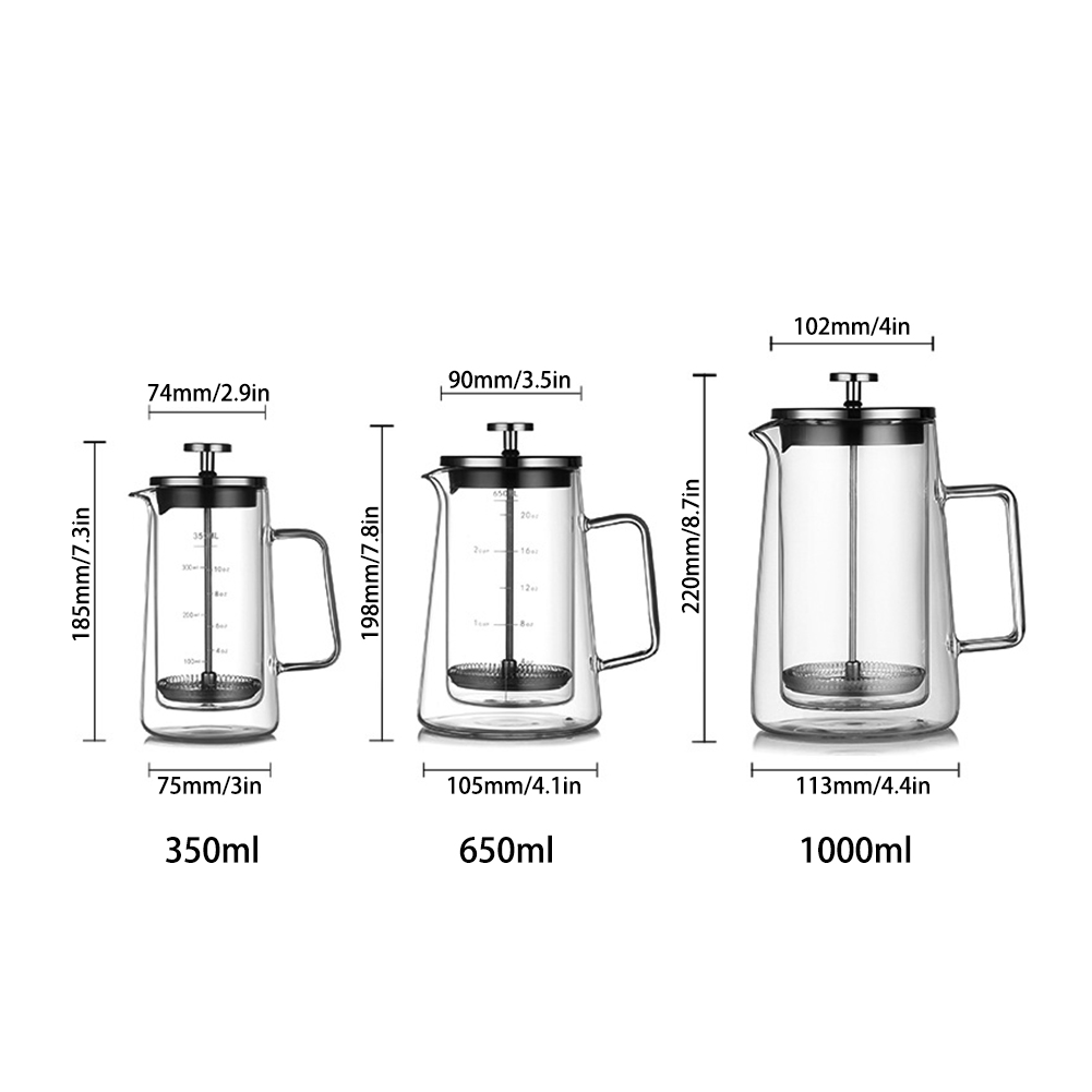 Double Layers French Press Pot - đánh giá và giá Coffee And Tea Glass